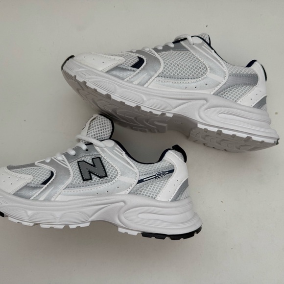New Balance Kids White and Gray Sneakers - Picture 3 of 3
